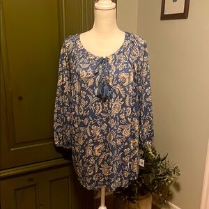NWT Chap Floral Blue Women's Top, 1X